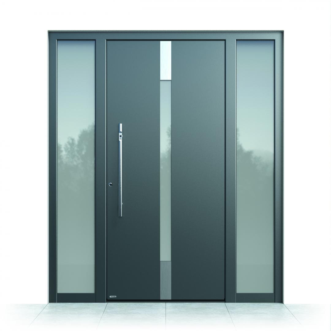 Ușă intrare aluminiu Pirnar Optimum CarbonCore 7180 sticlă laminată satinată
